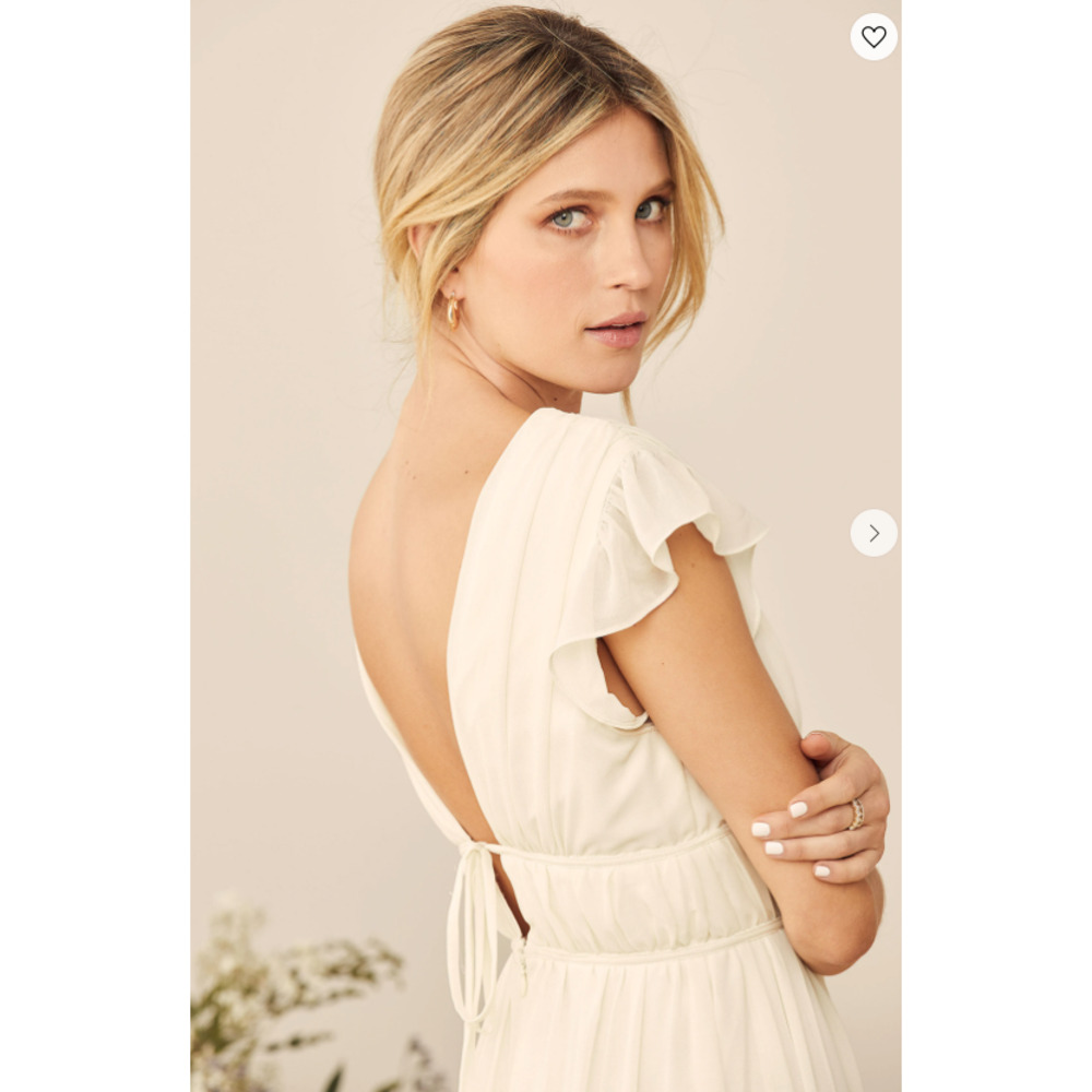 Lulus Tulle Ruffle Cream I'm All Yours Maxi Dress Size L - Picture 14 of 16